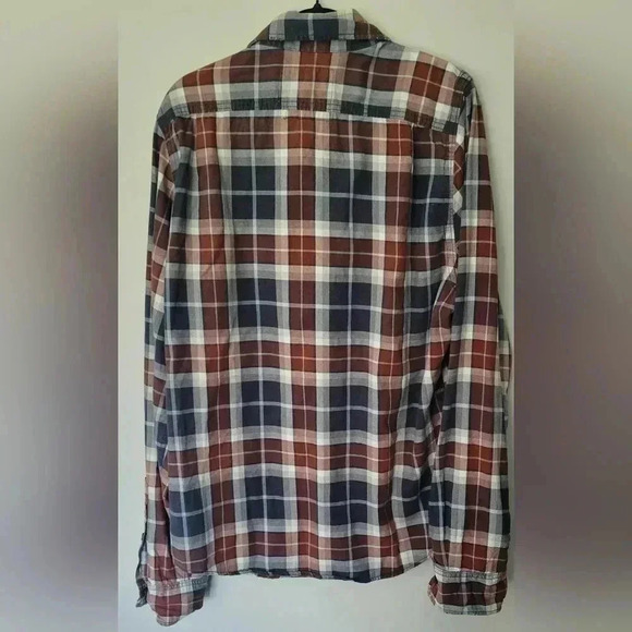 Abercrombie & Fitch button-down flannel, men's size XXL maroon navy blue & white - Picture 9 of 11